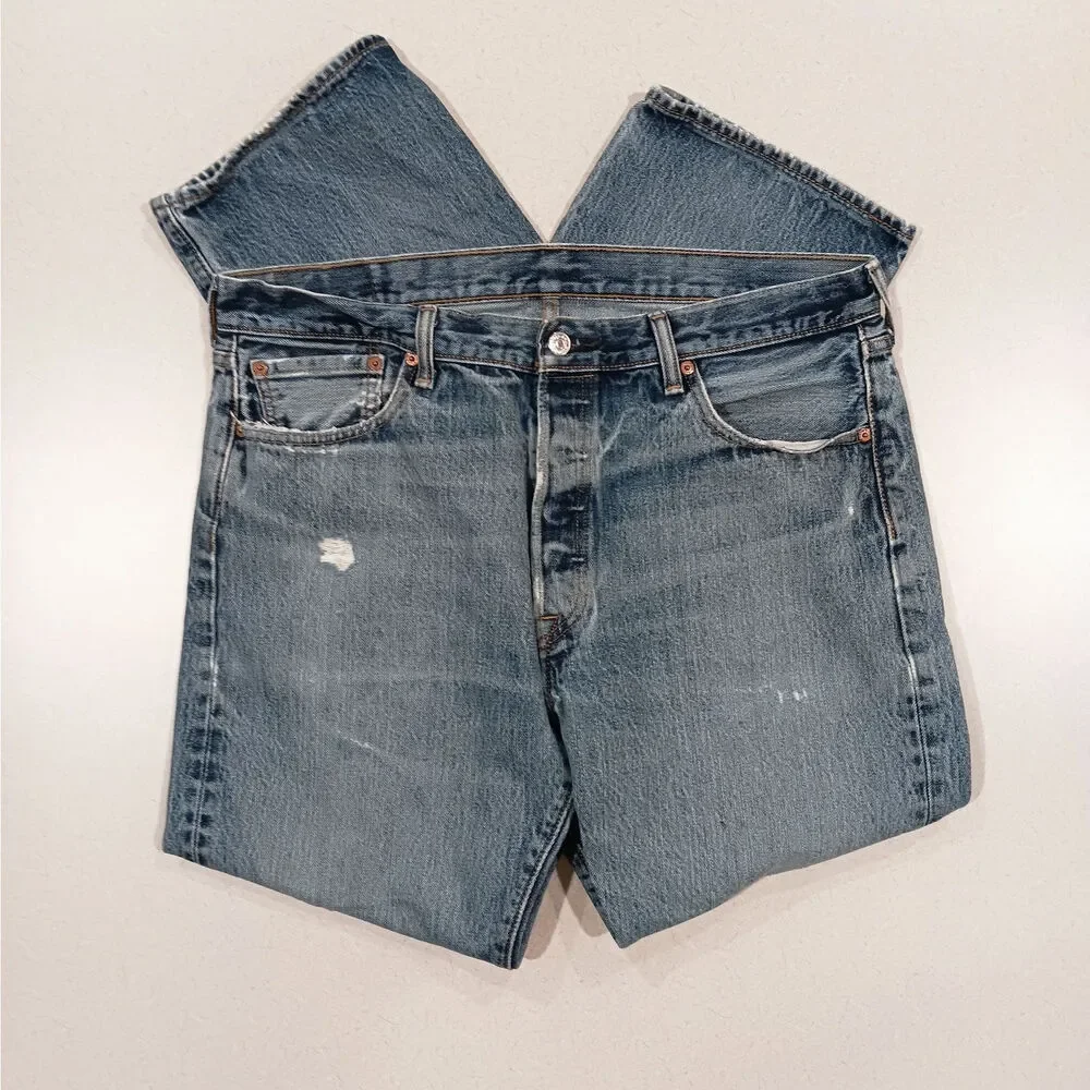 Levi's 501 Distressed Ripped Button Fly Jeans